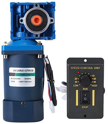 Moteur à engrenages à vis sans fin AC220V, moteur à engrenages à vis sans fin 120W AC220V + régulateur de contrôle de vitesse accessoires électriques industriels(Reduction Ratio 80)