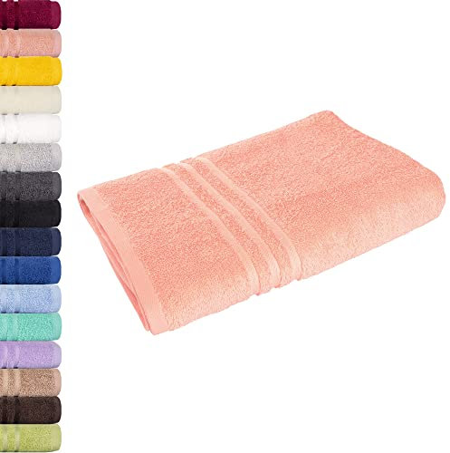 Lavea Saunatuch 80x200 cm – Hochwertiges, Saugstarkes Saunatuch aus 100% Baumwolle, Frottierserie Elena – Waschbar und Strapazierfähig - Pastellrosa