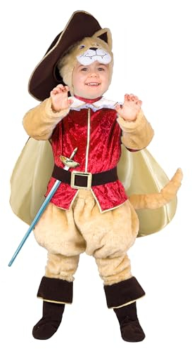 Ciao- Gatto con gli Stivali costume travestimento peluche baby (12-18 mesi), Rosso