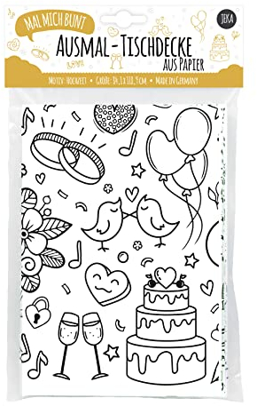 JEKA Tischdecke aus Papier zum Ausmalen, Motiv: Hochzeit, Ausmalbilder, Hochzeit, Ausmalerei, Hochzeit, Dekoration für Hochzeit, Aktivitäten für Kinder