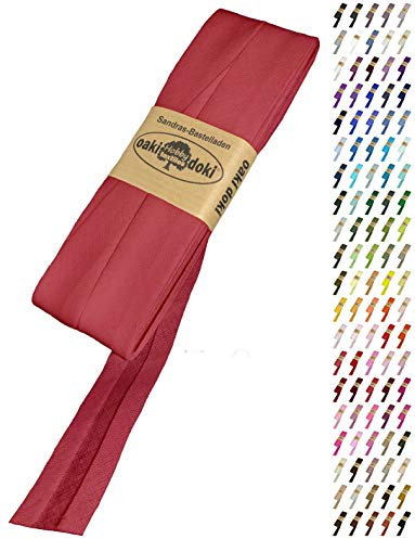 Sandras-Bastelladen Schrägband/Einfassband Baumwolle Uni gefalzt 5m x 20mm 742-Dunkelrot