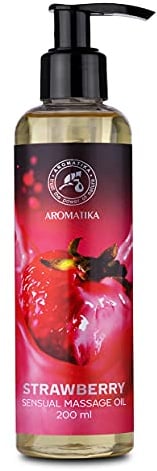 Sinnliches Massageöl Erdbeere 200 ml - mit Mandelöl & Traubenkernöl | Massageöl für Paare, Massage Oil, Körperöl, Hautpflege, Körperpflege, Massage, Pflegeöl