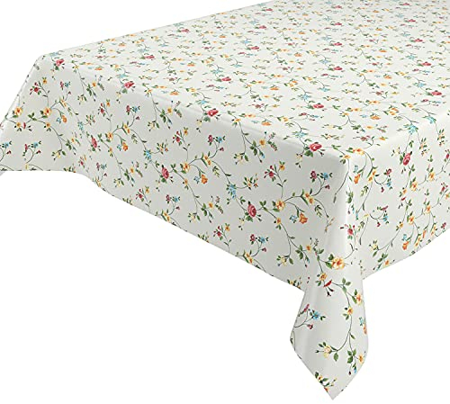 Klassisch Blümchen Wachstuchtischdecke Wachstuch abwischbar Garten Tischdecke RUND OVAL ECKIG, Größe wählbar (Eckig 140x180 cm)