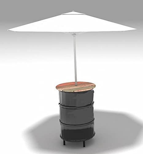 Destello S.L. Table haute bar en métal industriel sans marquage 58 cm diamètre 93 cm hauteur avec parasol