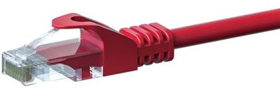 Danicom CAT5e Netzwerkkabel - U/UTP - 10 m - Rot - 100% Kupfer | POE, Ethernet, LAN, Patchkabel, Datenkabel, RJ45 - für Serverschränke, Switches, Router, Modems!