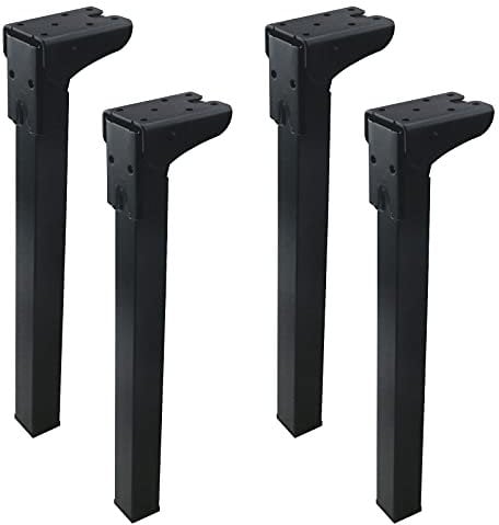 Geesatis Furniture Legs, Folding Metal Table Legs, Adjustable Replacement Desk Legs for Sofa Office Table Loveseat Dresser, with Mounting Screws, 4 Pack Black 12 inch