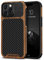 TENDLIN Compatible with iPhone 13 Pro Max Case Wood Grain with Carbon Fiber Texture Design Leather Hybrid Case Compatible for iPhone 13 Pro Max 6.7-inch Released in 2021 Black
