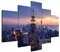 Estika Leinwand bilder - Morgendämmerung in New York - 150x105 cm, 5 teilige kunstdruck - Wandbilder wohnzimmer, schlafzimmer, Moderne wanddeko, Bild auf leinwand - New York bilder - 1288A_5H