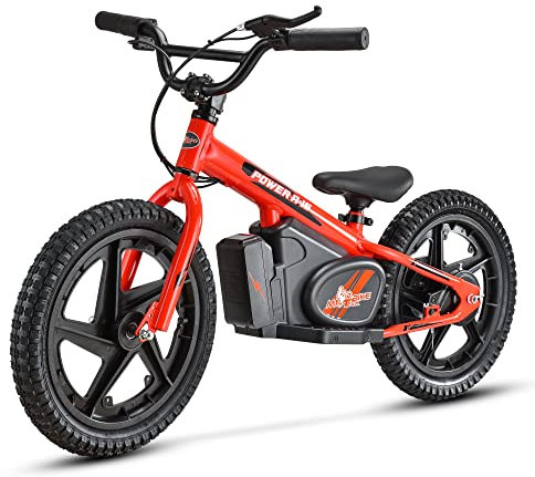 Angetriebenes Laufrad MIO Teck | Elektro Laufrad für Kinder 16 Zoll 5-8 Jahre 2 Geschwindigkeiten 12-24km/h 24V 170W Brushed Motor, Aluminiumrahmen, Leichtmetallfelgen (rot)