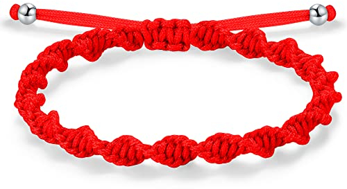JENDEAR SHINE Bracelets Tressés Pour Femmes Hommes, Bracelets de Corde Filles Garçons, Cadeaux de Couple D'anniversaire D'amitié, Bijoux Faits à la Main Rouge Noir