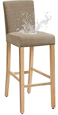 JUNZHE Barhocker-Bezüge, dehnbarer, Abnehmbarer, waschbarer Stuhlbezug für Kurze drehbare Esszimmerstuhl-Rückenlehne Stuhl Barhocker Stuhlhussen (Sand,4er-Set)
