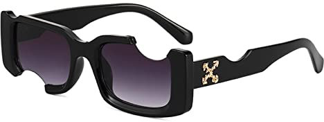 courti Occhiali da Sole rettangolari di Design con Montatura Piccola per Esterni Estivi Occhiali da Sole con Foro Hip-Hop Personalizzati per Uomo e Donna,Doppia Ash