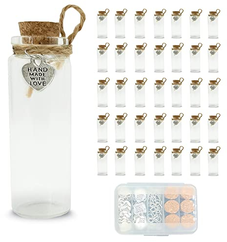 LOYONAL Kleine Gläser Mit Korken Flaeschchen - 35 Stück Mini Glasflaschen Mit Korken - Glasfläschchen Mit Korken - Mini Glas Flasche (20ml)