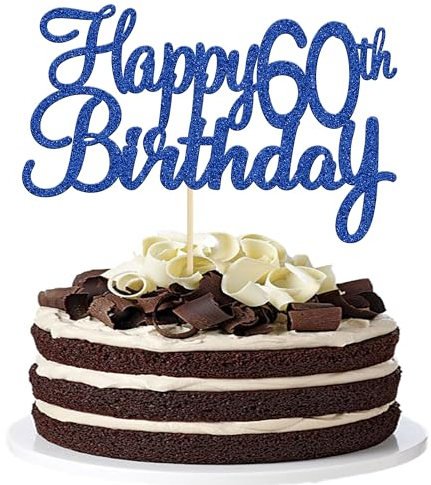 Gyufise 3Pcs Happy 60th Birthday Cake Topper Glitter 60th Birthday Cake Pick Cheers to 60 Years Old Sixty Fabulous Cake Decorations for 60th Birthday Wedding Anniversary Party Supplies