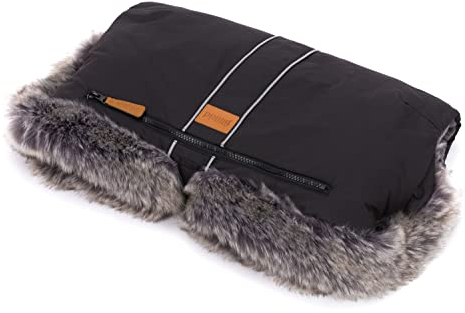 Fillikid Handwärmer Halifax Exclusiv/Muff Kinderwagen, Buggy, Sportwagen, Radanhänger/warme Handschuhe ÖKO-TEX zertifiziert/Funktionshandmuff atmungsaktiv, Design:Schwarz