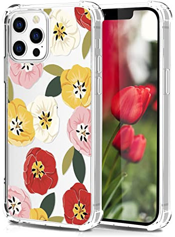 CAROKI Clear Case for iPhone 12 Pro Max,Shockproof Transparent Bumper Cover Soft Silicone Rubber TPU Bumper Clear Cover Phone Case with Leaf Pattern for iPhone 12 Pro Max-Elephant