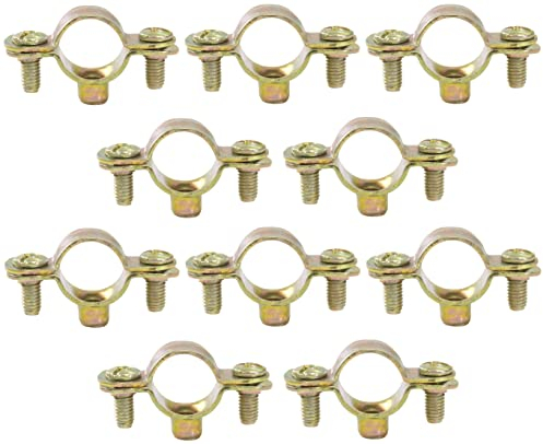 AERZETIX - C60425 - Set mit 10 Schellen stützen einfache befestigung Ø15mm - befestigung rohrwand kupfer klemmung sanitär schraublasche - sanitärheizung - aus stahl