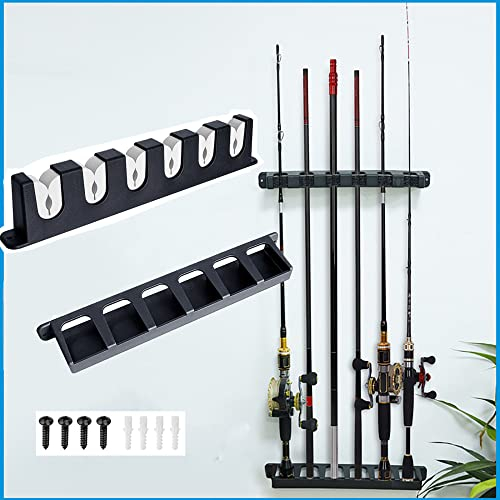condinggen Support mural vertical pour canne à pêche à 6 pôles - Pour garage, bateau, gadgets de pêche - Facile à installer - Gris