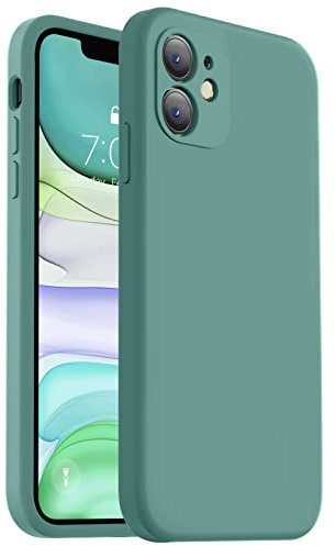 Vooii Compatible with iPhone 11 Case, Upgraded Liquid Silicone with [Square Edges] [Camera Protection] [Soft Anti-Scratch Microfiber Lining] Phone Case for iPhone 11 6.1 inch - Pine Green