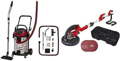 Einhell Aspirateur eaux et poussières Te-VC 2230 SACL (1 400 W, 220 mbar, Rayon d’Action 8 m, Filtre à Plis HEPA avec système de Nettoyage du Filtre, cuve 30L) + Ponceuse Girafe TC-DW 225