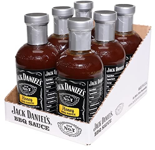 Jack Daniel's Honey BBQ Sauce, Gluten Free, Delicious Marinade, Barbecue Dipping No Preservatives, Pack of 6 x 553g, Sauce Bottle (Multipack)