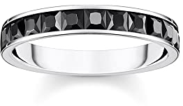 THOMAS SABO 2 Ring schwarze Steine pavé silber 925 Sterlingsilber, Geschwärzt TR2358-643-11