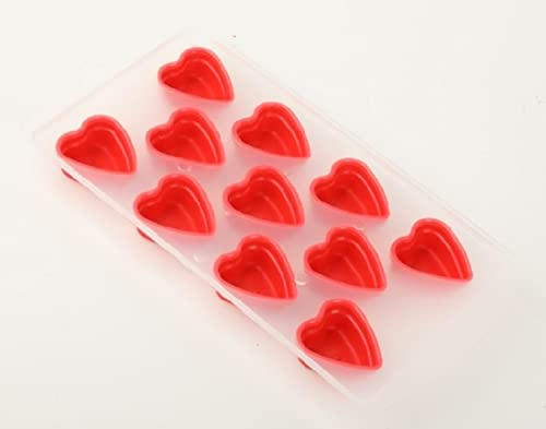 Rigid Outer & Soft Heart Red Non Stick 11 Big Heart Ice Cube Tray Also Chocolate Jelly Sweet Wax Moulds