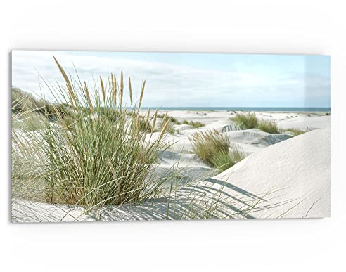 DEQORI Küchenrückwand Glas | Motiv Dünen an Nordseeküste | 80x40 cm | Bad- oder Herd-Rückwand | Herdblende Spritzschutz für Küche & Badezimmer | moderne Deko für Fliesenspiegel