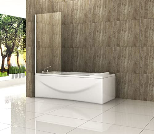 STEADY Duschtrennwand 70 x 140 (Badewanne), Edelstahl, Chrome, Flügeltüren, Tempered Glass