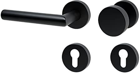 ck-türbeschläge Drückergarnitur New Orleans Schwarz matt für Zimmertüren DIN-Norm (Wechsel Links)