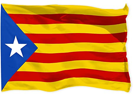 Bandera Catalana Grande 150x90cm, Bandera Estelada Blava Independentista Catalana, Bandera Impermeable Catalunya, Ideal Para Interior o Exterior y Apta para Mástil