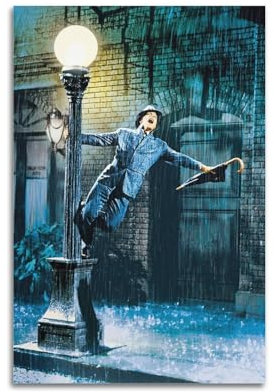Singing in The Rain Retro-Film-Dekoration, Kunst, Wohnzimmer, Schlafzimmer, Poster, Gemälde, dekoratives Gemälde, Druck, Leinwand, Wand, 50 x 75 cm, ungerahmt