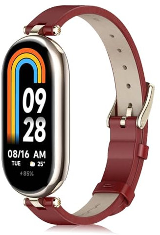 KoGiio Leather Strap for Xiaomi Smart Band 8, Men's Women's Replacement Soft Watch Straps, Breathable Compatible with Xiaomi Mi Band 8