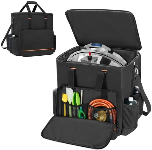 GRAOSO Sac de rangement pour barbecue de bateau compatible avec les bouilloires Magma Marine, housse de transport avec 4 poches latérales pour bouteilles de propane de 0,5 kg, poignée rembourrée et