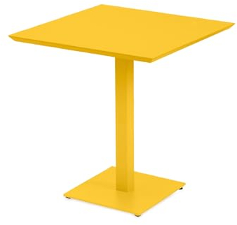 MONDO VIRO Quadratischer Tisch aus verzinktem Metall Mogan für den Garten, Höhe 75 cm (groß - 80 x 80 cm, 75 h, Gelb)