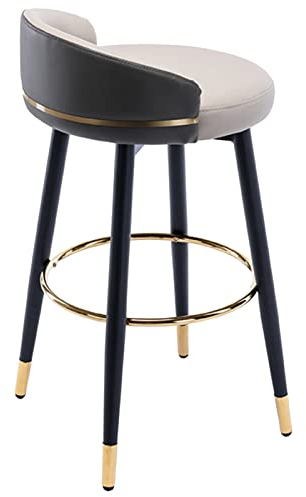 ZaLiX Barstuhl, um 360° drehbare Rückenlehne, Barhocker mit schwarzem Karbon-Stuhlrahmen und Goldener Fußstütze für Büro, Empfangstheke, hoher Hocker (Größe: 72 cm, Farbe: -03) (2)