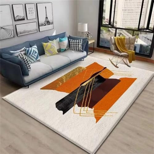 120X200CM Kunsen Kinder Teppich Jungs Geometrische Dekoration für Wohnzimmer, schmutzabweisend und langlebig, Innenbalkon, Schlafzimmer, Orange Teppich Zuschneidbar Mehrfarbig Flur Teppich Teppich Bab