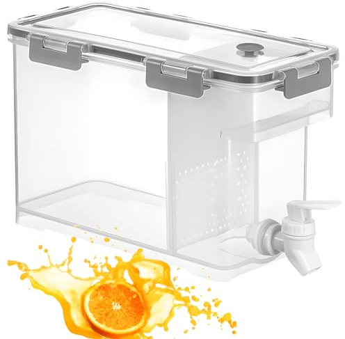 Forhome 3.5L Distributeur de Boissons avec Robinet, Distributeur de Boisson en Plastique, Distributeur D'eau pour Réfrigérateur, pour Réfrigérateur, Théière aux fruits, Bouteille de Limonade