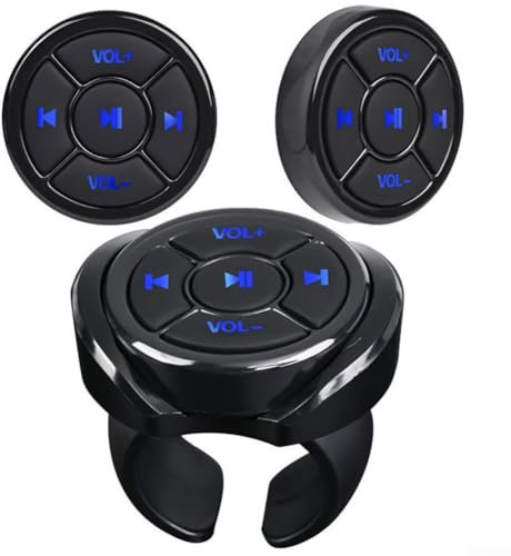 MeevrgR Telecomando al volante, 4.0 senza fili, pulsante multimediale per riproduzione musicale, nero, personalizza il pulsante di controllo del volante universale per autoradio, GPS,