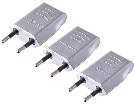 Enchufe Plano, Enchufe 230V, 6A, Enchufe Schuko - Plano, Enchufe Euro, Enchufe de Alimentación - Plano, Euro - Enchufe Plano de 2 pines, Enchufe Plano Europeo, Fácil Instalación, 3 Piezas (Gris)