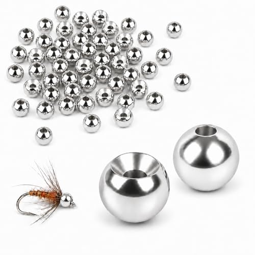 TG-DZURI Tungsten Beads for Fly Tying 50pcs Tungsten Cyclops Beads 5 Colors 13 Sizes Fly Tying Materials Hook Size 1#-24#