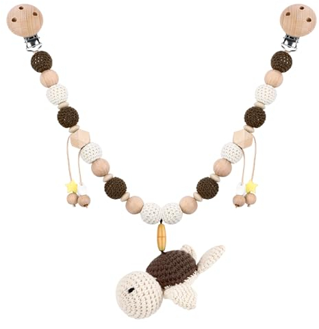 Wechoide Kinderwagenkette Holz Baby, Kinderwagen Kette für Babys, Niedliche Tierform Kinderwagenspielzeug für Babys und Kleinkinder ab 0 Monaten