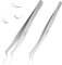 LZM 2 PCS Pince à Cils, Pince à épiler Professionnelle Courbée Pince à épiler Olécrane Ensemble Pince à épiler Nail Art pour extensions de cils, pince à épiler en acier inoxydable, outils de précision