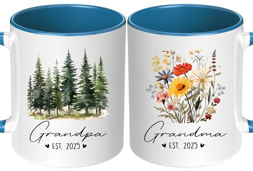 Set di tazze promozionali personalizzate per nonni 2025, regali di annuncio personalizzati per nonni, regalo di annuncio di gravidanza personalizzato per nonna e nonno, regali per la prima volta nonna