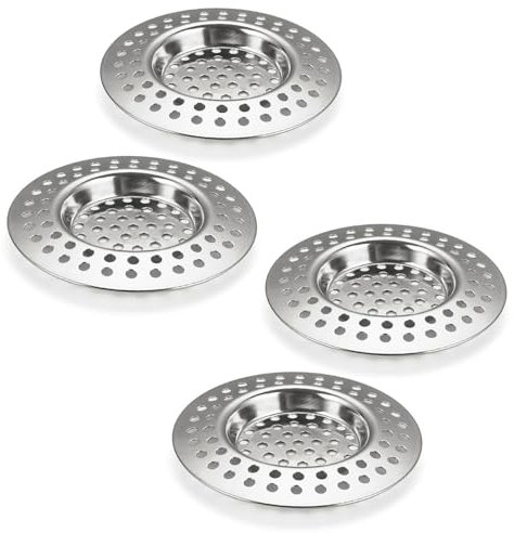 Filtro de Fregadero de Acero Inoxidable - 4 Piezas para Cocina, Baño y Ducha, Colador de Pelo y Tapón de Desagüe, Rejilla de Drenaje Universal para Fregaderos y Lavabos