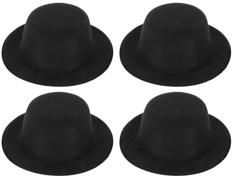 BESTonZON Schwarze Mini-Filzzylinder 4 Kleine Schwarze Hüte Schneemann-Zylinder Mit Formellem Design Miniaturhüte Mit Exquisiten Details Für Weihnachtsfeier-Puppen-Diy-Bastelprojekte