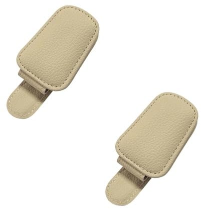 Onezebra 2 Pack Sunglasses Holder for Car, Magnetic Car Sunglasses Holder in Genuine Leather, Eyeglass Clip for Car Visor Accessories, Perfect for Glasses and Ticket Cards