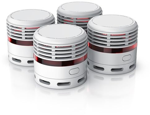Brandson - 4X Rauchmelder Mini - bis zu 10 Jahre Batterie - Lithium Ionen Batterie 1500 mAh - Lautstärke 85 db - LED Indikator - Prüftaste - inkl. Befestigungsmaterial - EN14604 Zertifiziert - weiß
