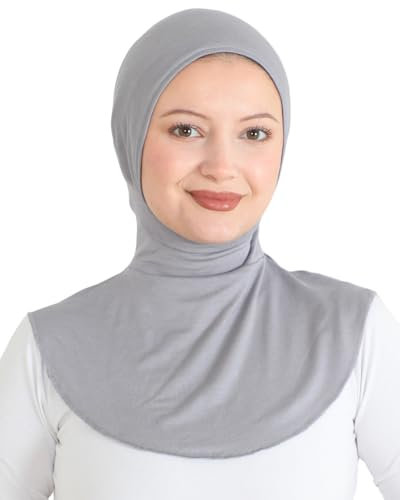 Prien Praktisch Hijab Für Damen, Sport Muslim Kopftuch, Flexible Schal, Chic Muslimische Kleid für Gym, Kopftücher Viskose Tuch (Grau)