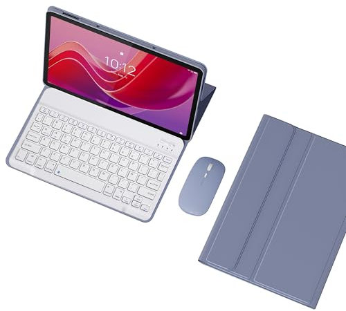 Funda Teclado para Xiaomi Redmi Pad SE 11 Pulgadas 2023/Redmi Pad 2 2025, Diseño Ñ Español, Cubierta Delgada De PU Con Teclado Inalámbrico Desmontable Magnéticamente, Ratón Para Tableta,Púrpura